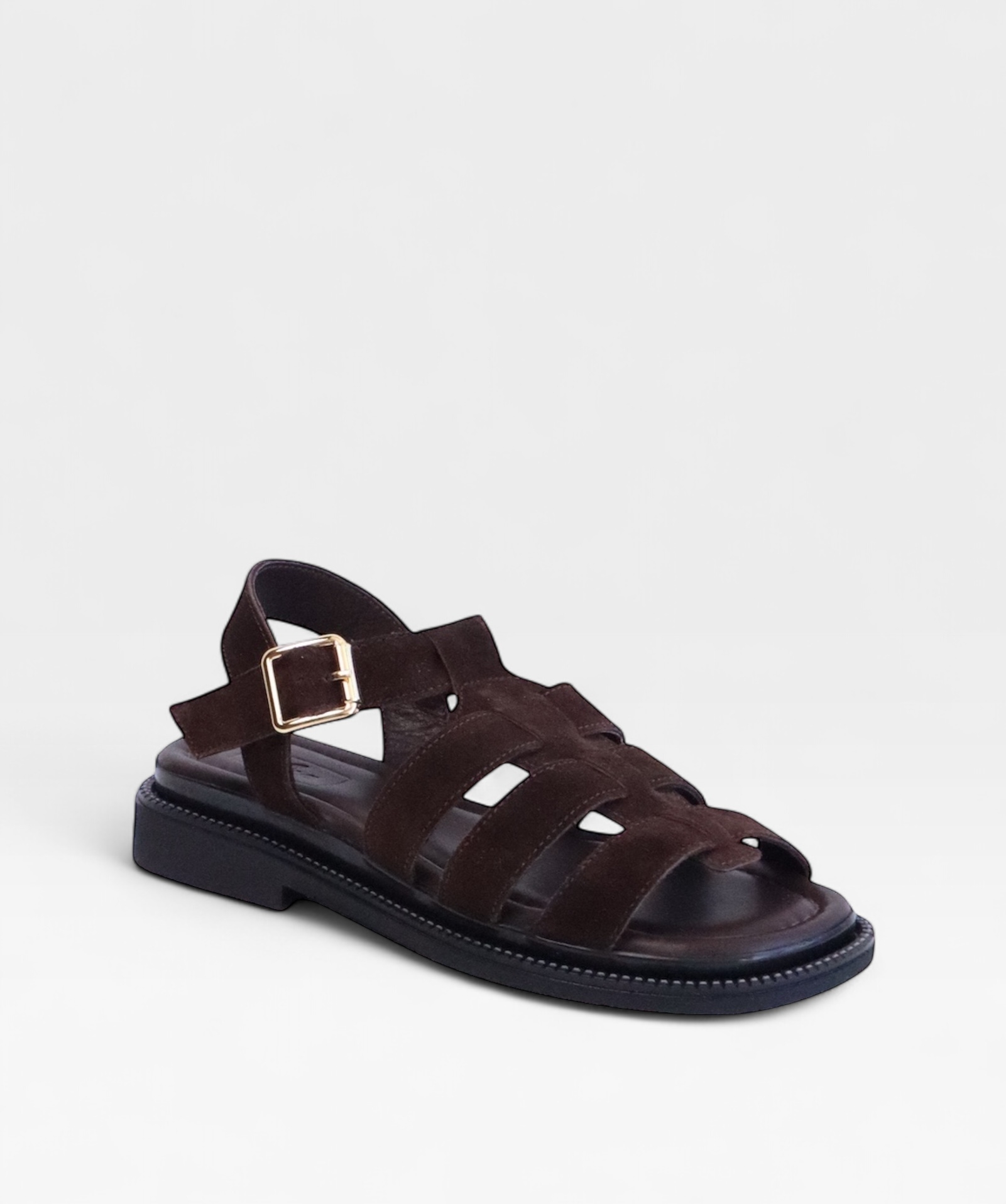 BROWN SUEDE  TWIST SS26 STRAPPY