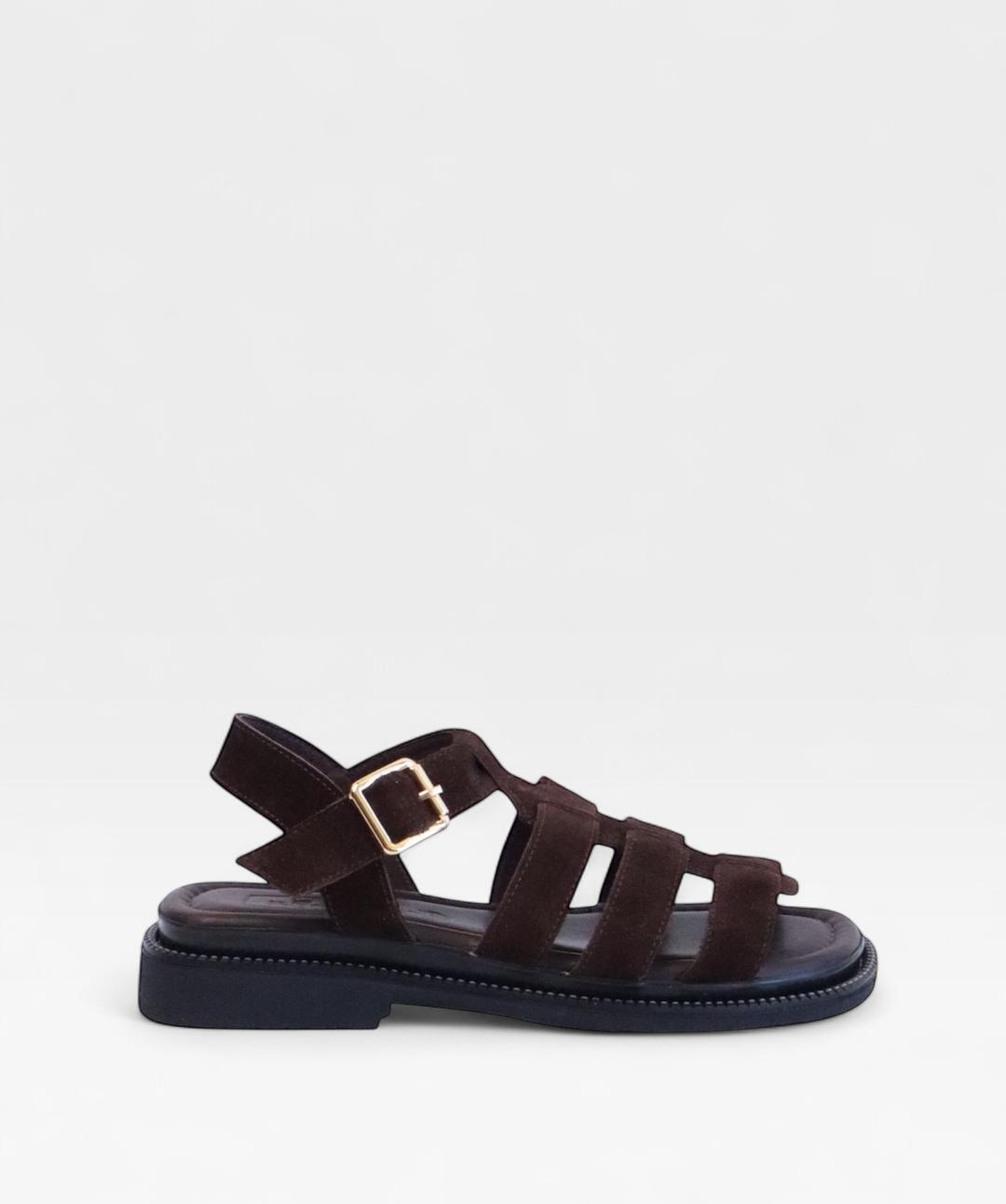 BROWN SUEDE  TWIST SS26 STRAPPY